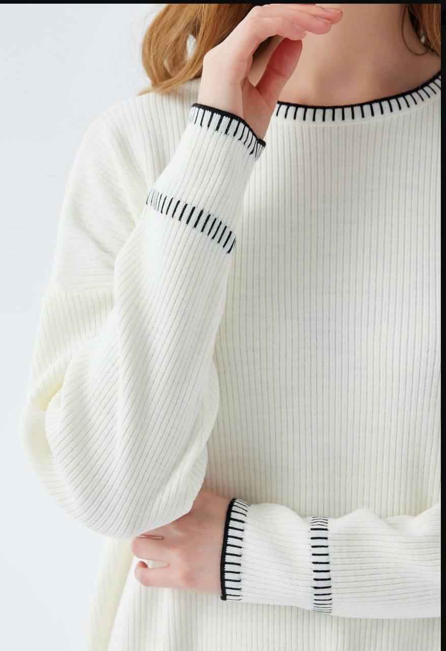 Long Dress Ribbed Neck Line
