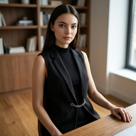 Black Vest with Chain Details