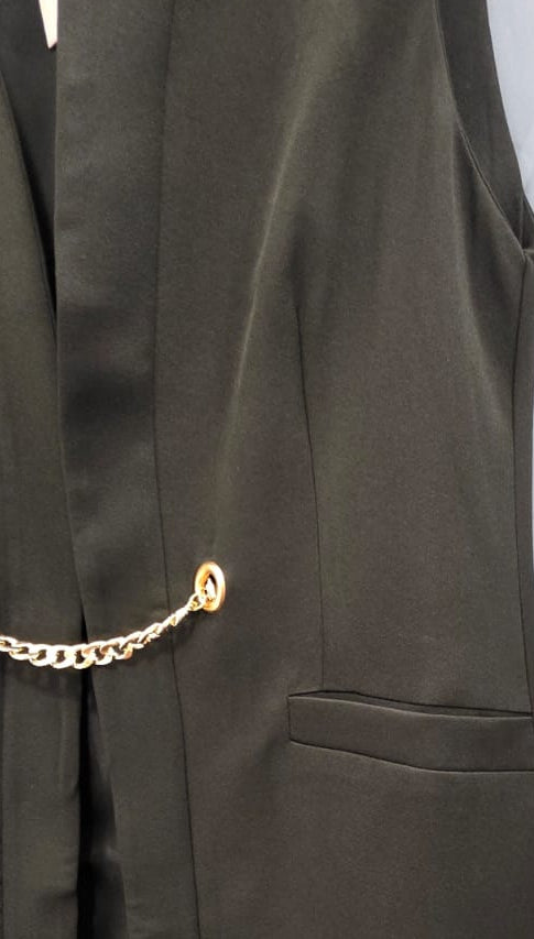 Black Vest with Chain Details