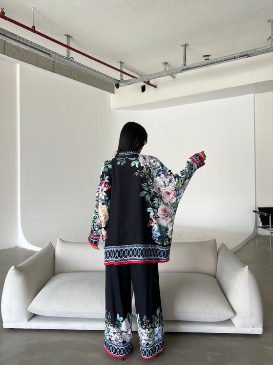 Printed Top with Wide Leg Pants