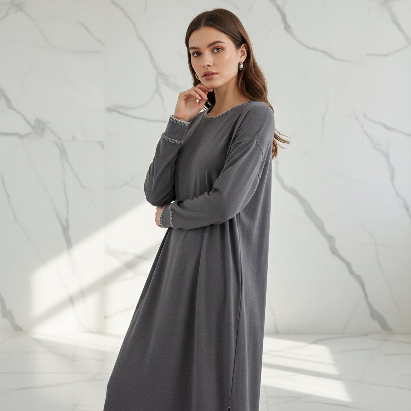 Long Sleeved Knitted Tunic Dress