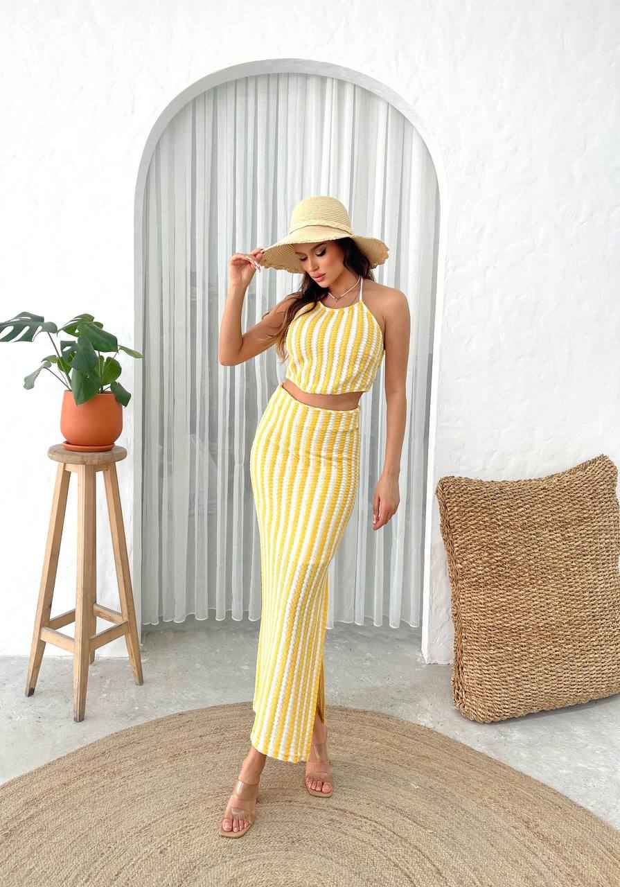 Crochet Knit Tank Top & Body-con Skirt