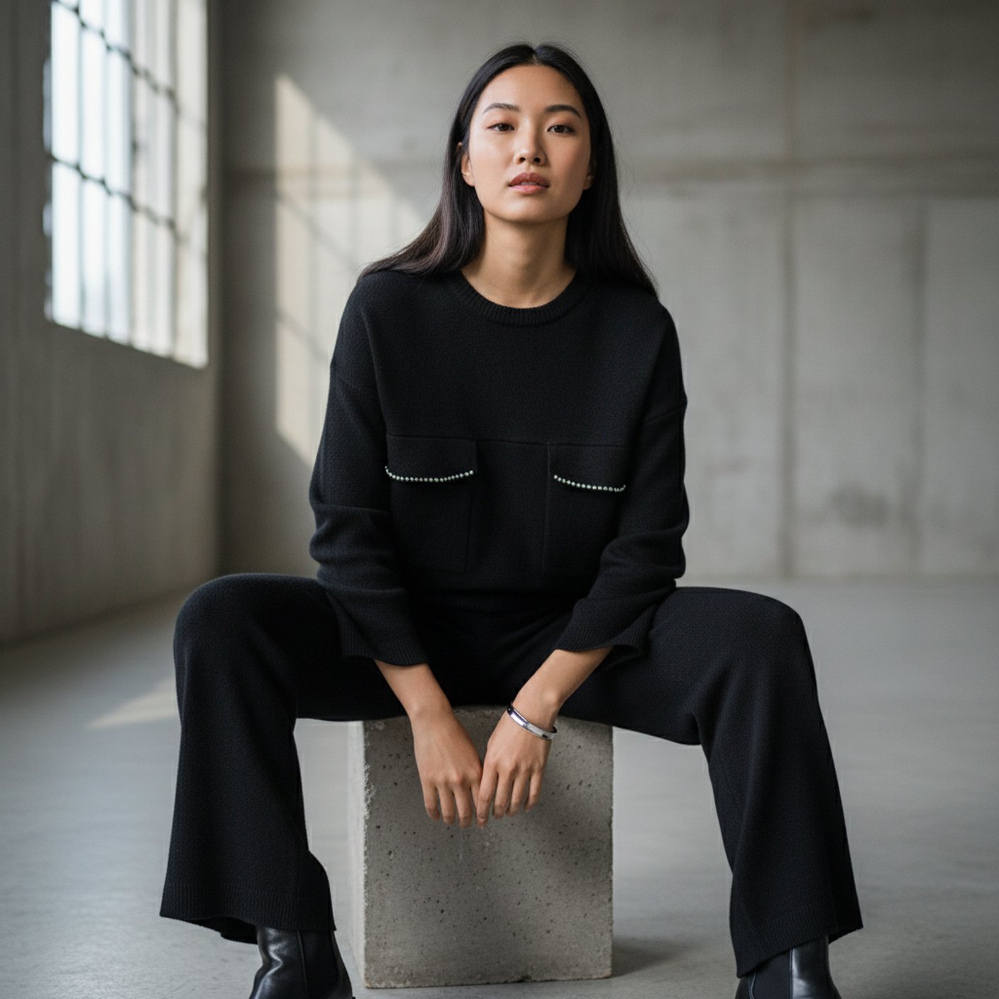 Crystal Pocket Full Sleeve Blouse