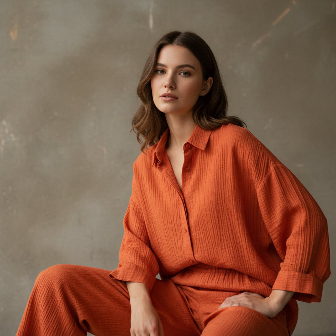 Orange Pantalone & Shirt Set