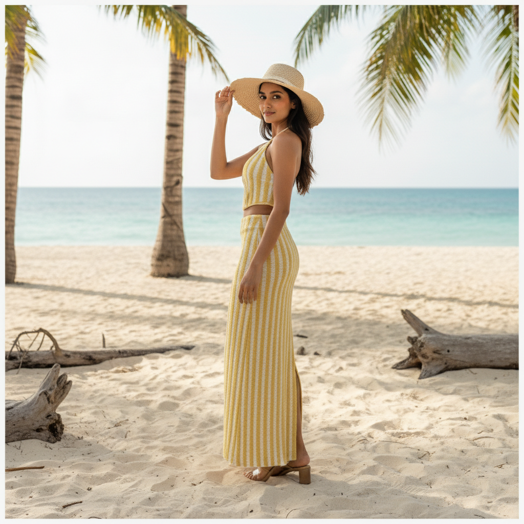 Crochet Knit Tank Top & Body-con Skirt - Astudio.fashion