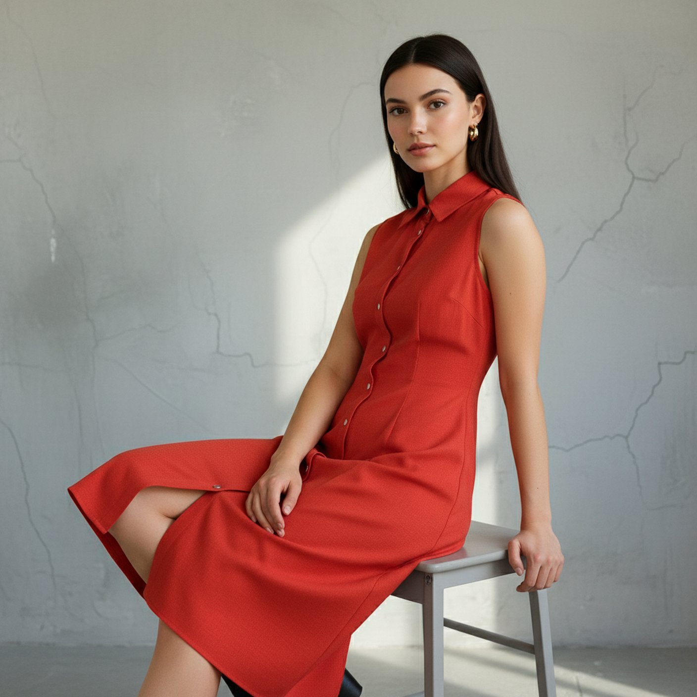 Sleeveless Shirt Dress
