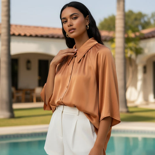 Bell Sleeve Satin Shirt